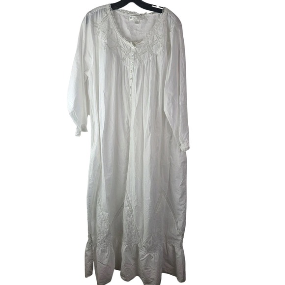 Eileen West Nightgown LS L Button Front Modes Luxury Milkmaid Victorian Prairie - Picture 1 of 9